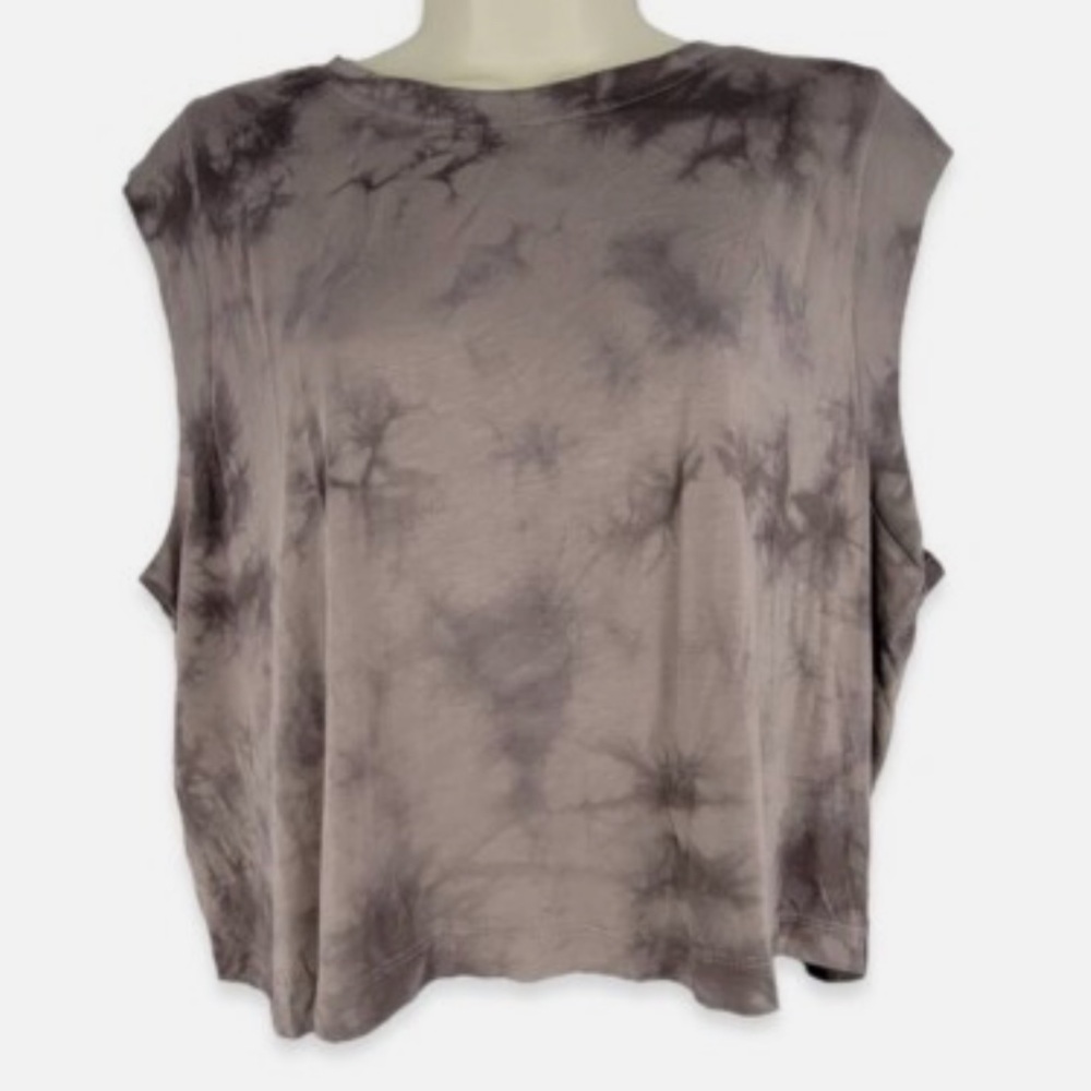 JoyLab Tie Dye Brown Cropped Muscle Tee